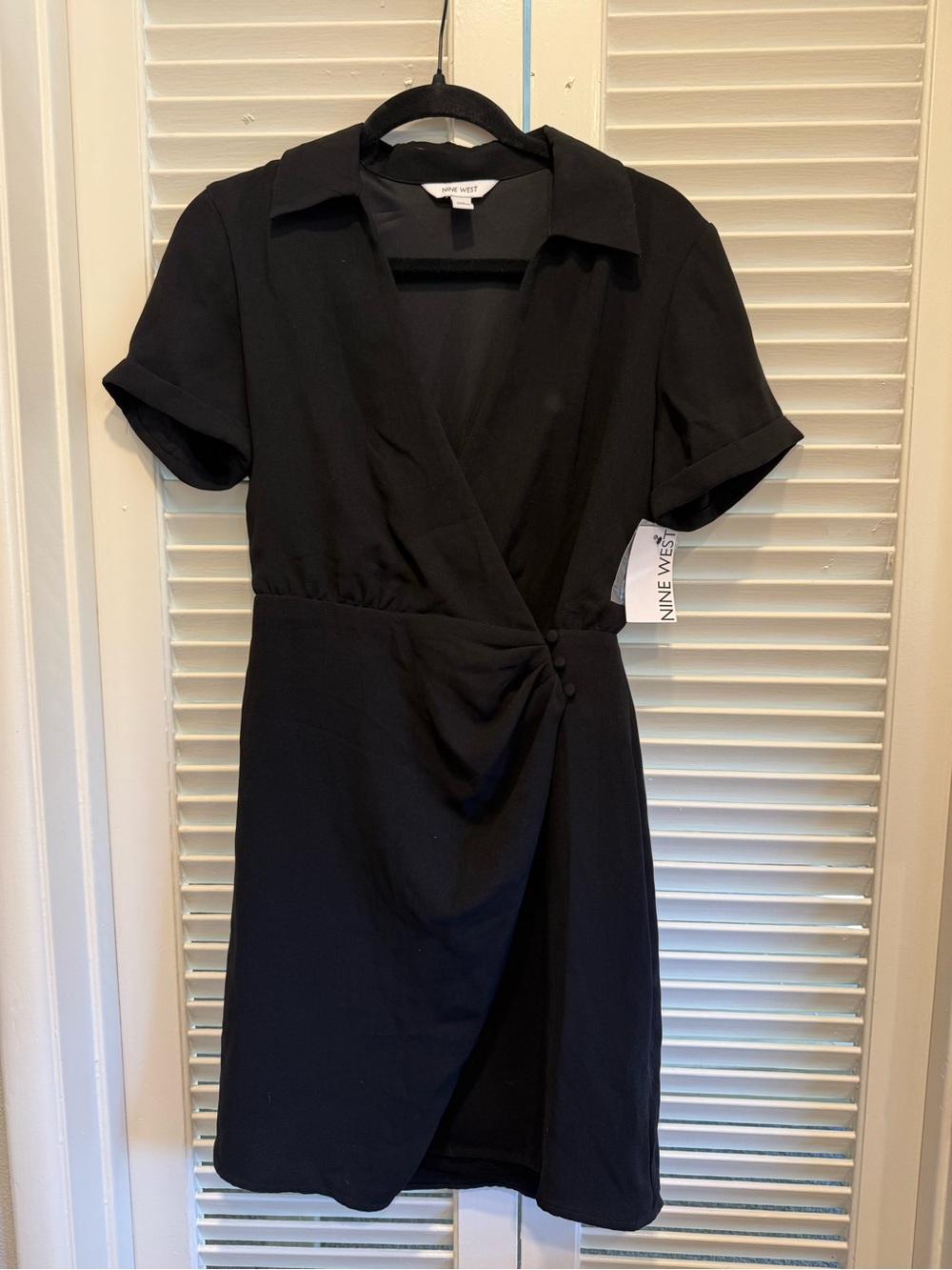 NWT Nine West Black Short Sleeve Wrap Dress
